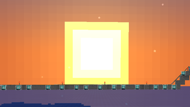 A beautiful sunset overlooking a minecart railway.